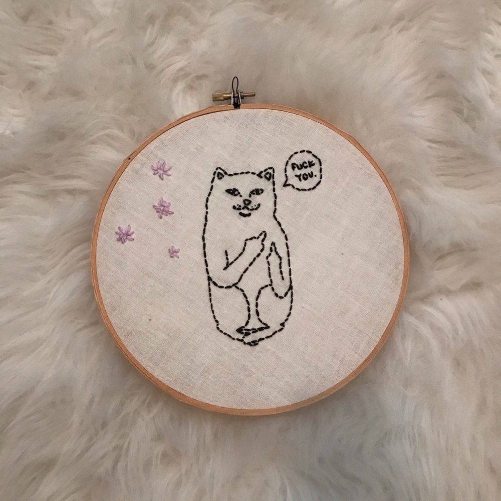 Hand stitched embroidered Lord Nermal